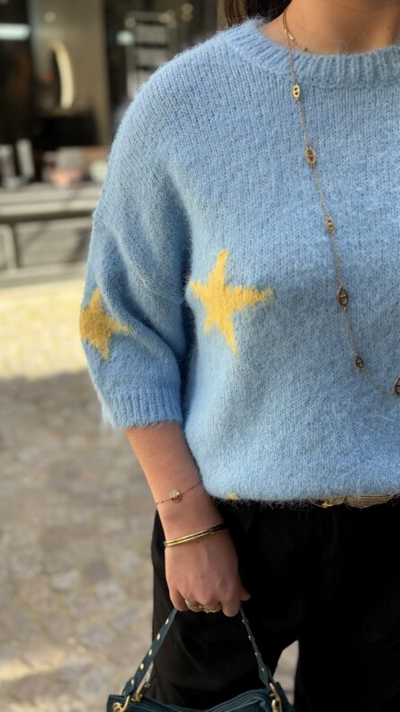 PULL ÉTOILE - BLEU ET JAUNE – Image 2
