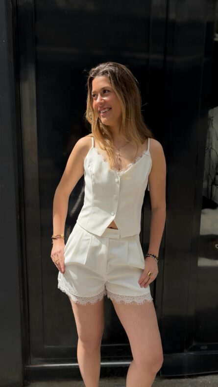 TOP LILA - BLANC