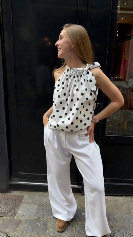 TOP A POIS - BLANC